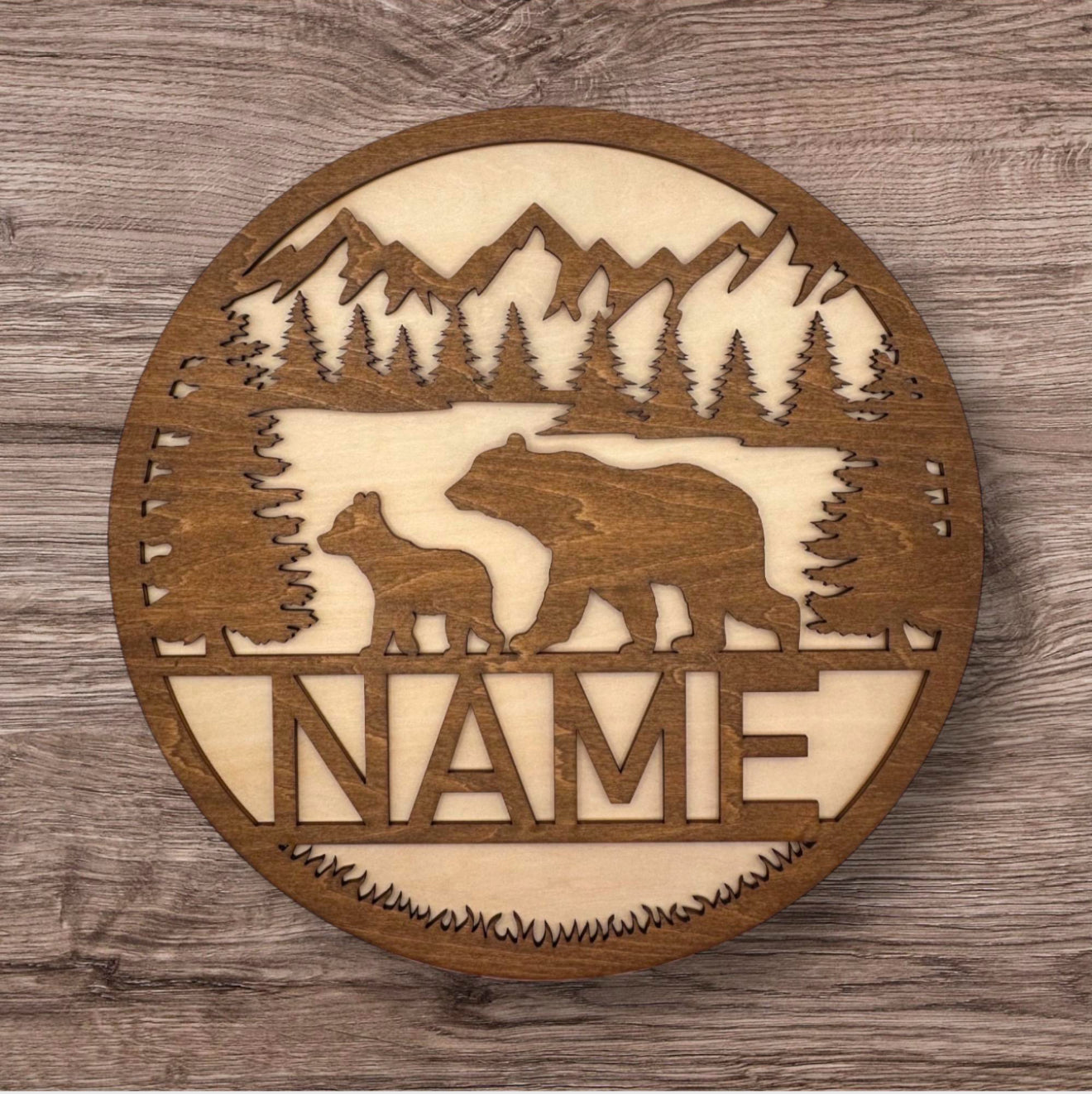 Personalized Wooden Name Sign (Bear)