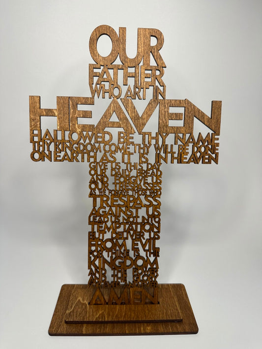 The Lord's Prayer Wooden Sign With Stand