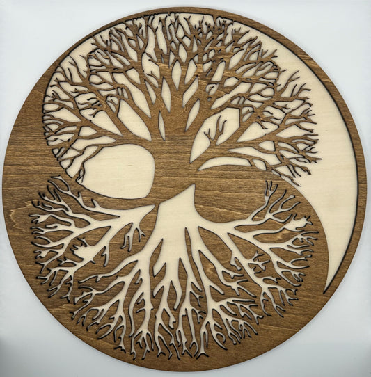 Wood Wall Art (Yin & Yang Tree Of Life)