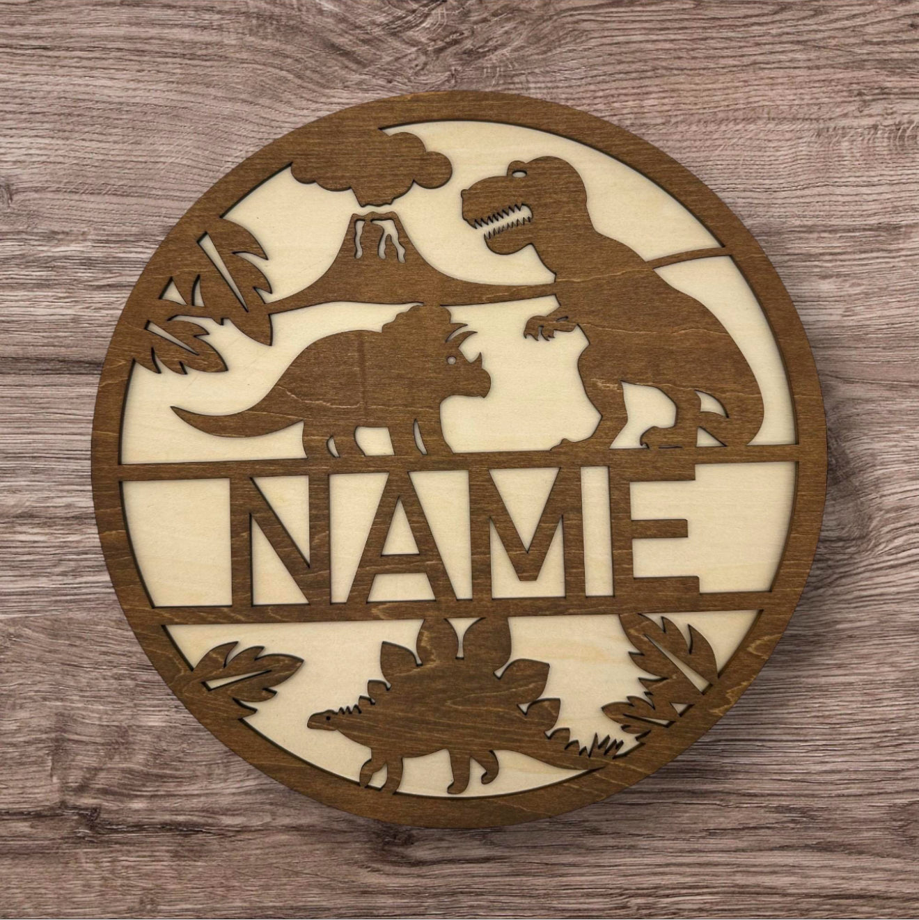 Personalized Wooden Name Sign (Dinosaurs)