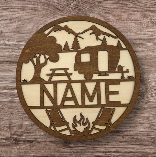 Personalized Wooden Name Sign (Caravan)