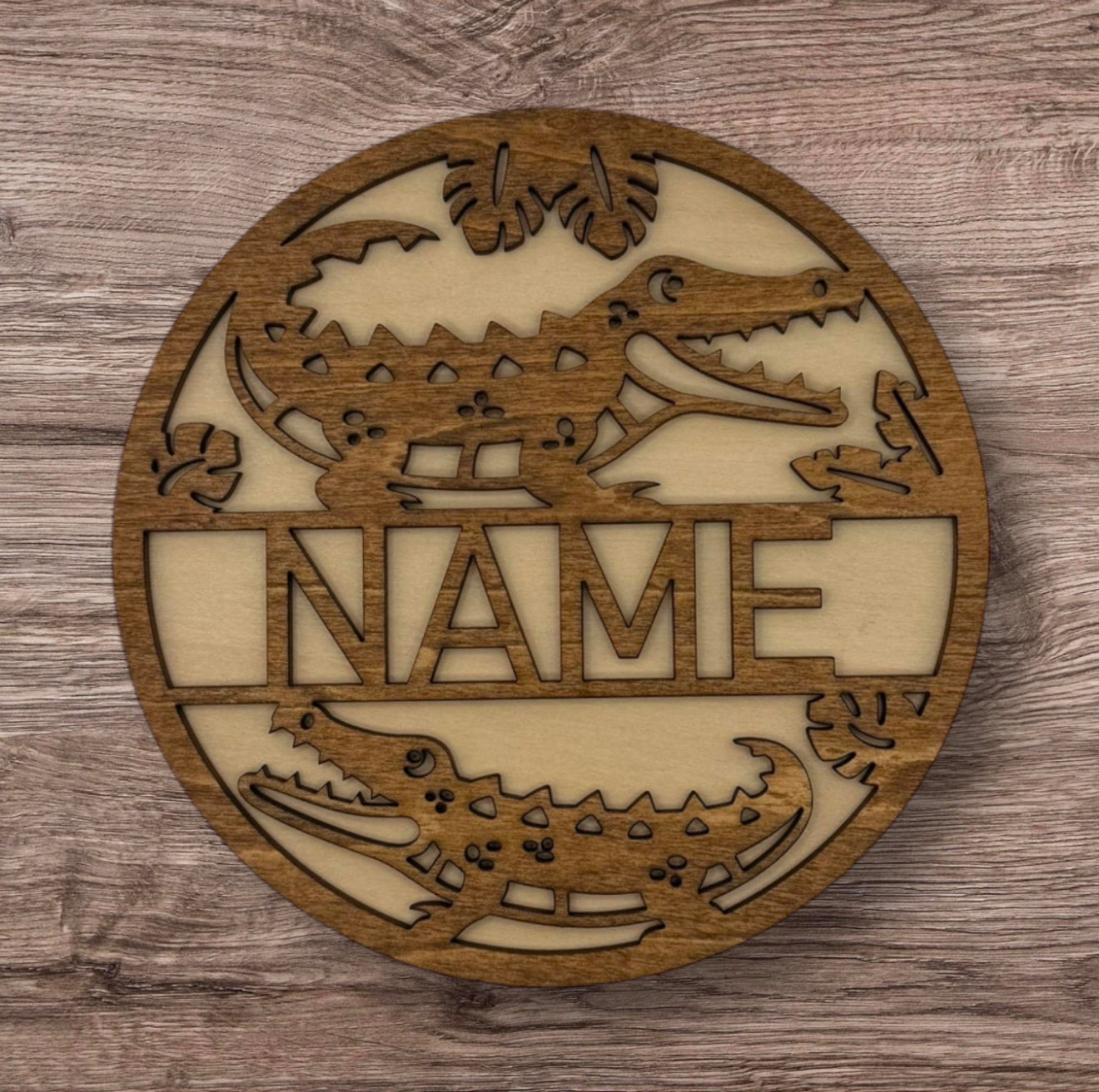 Personalized Wooden Name Sign (Cute Crocodile)