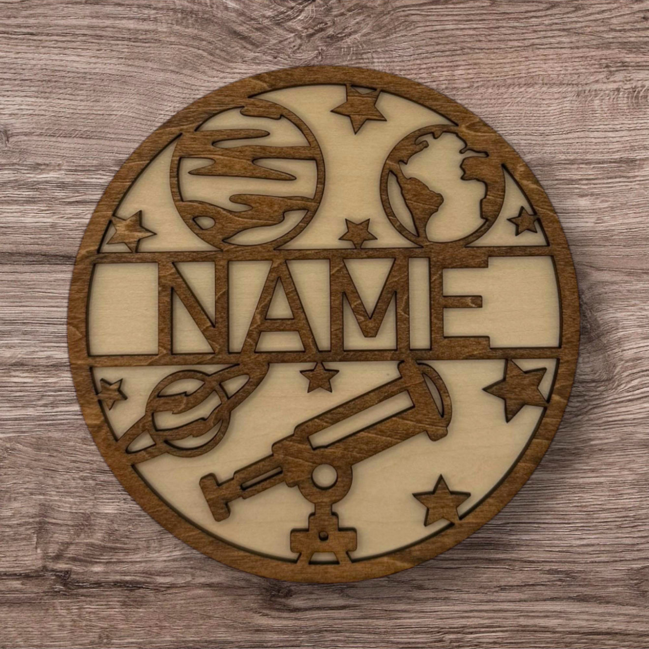 Personalized Wooden Name Sign (Astronomy)