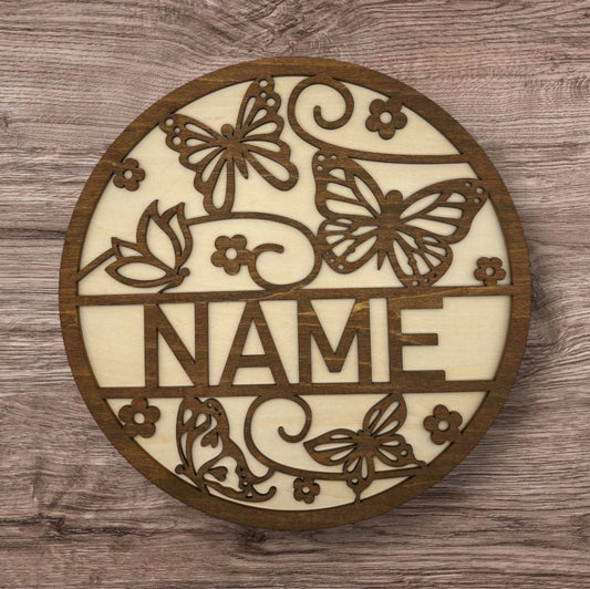 Personalized Wooden Name Sign (Butterfly)