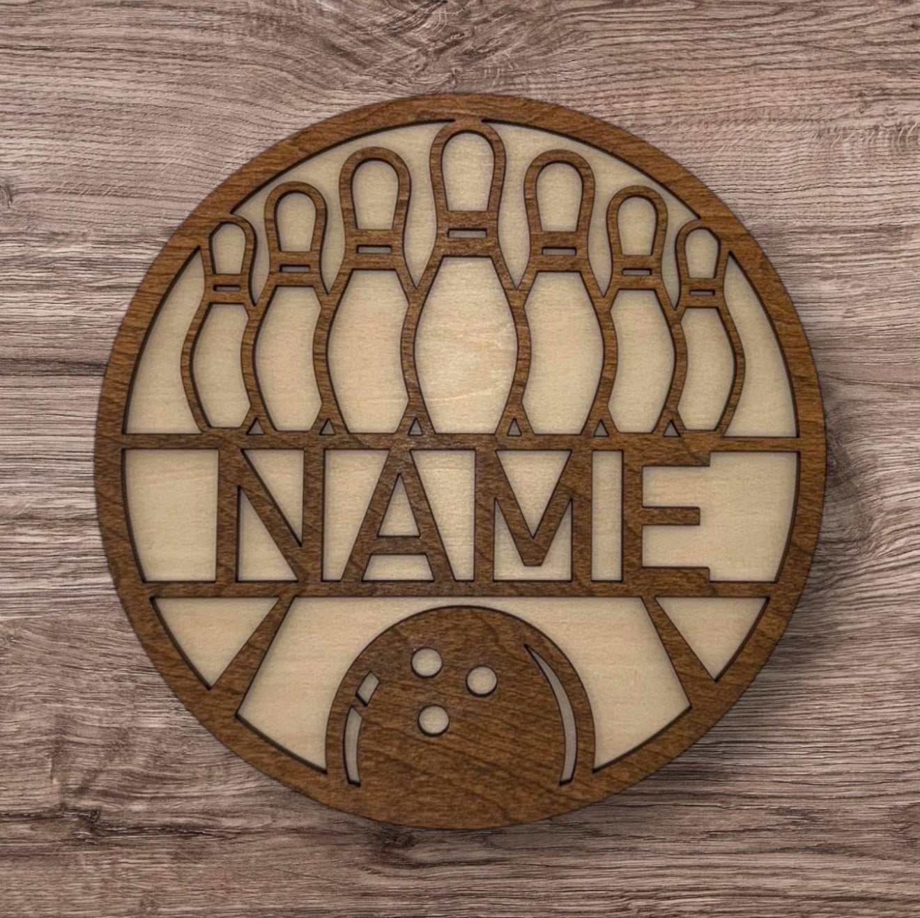 Personalized Wooden Name Sign (Bowling)