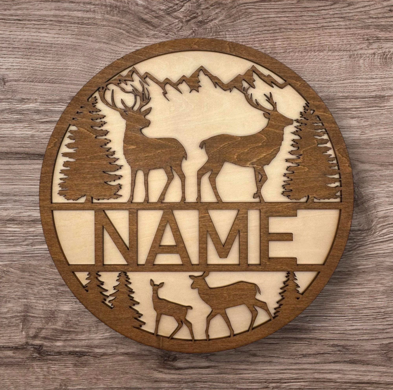 Personalized Wooden Name Sign (Deer)