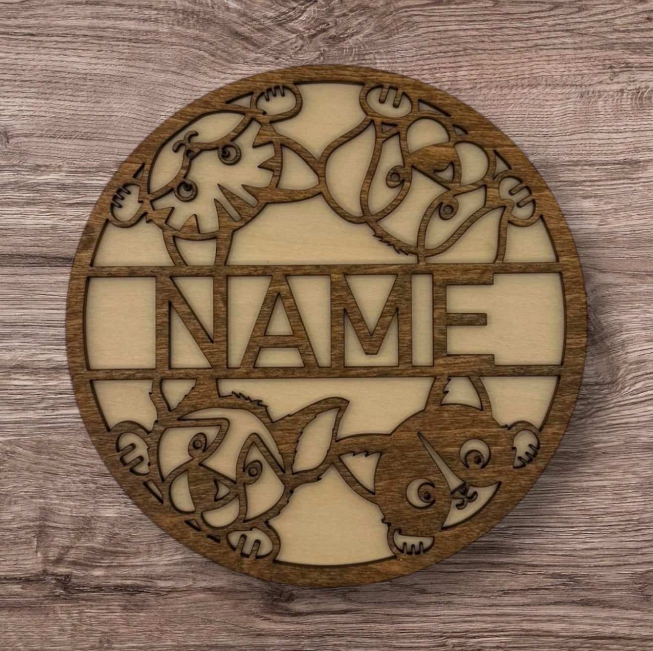 Personalized Wooden Name Sign (Cats and Dogs)