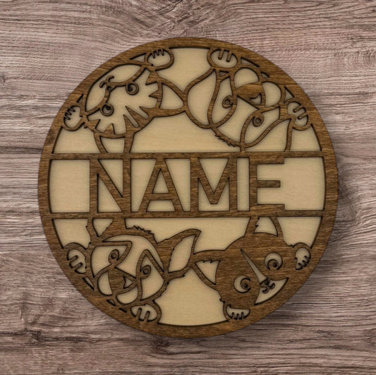 Personalized Wooden Name Sign (Cats and Dogs)