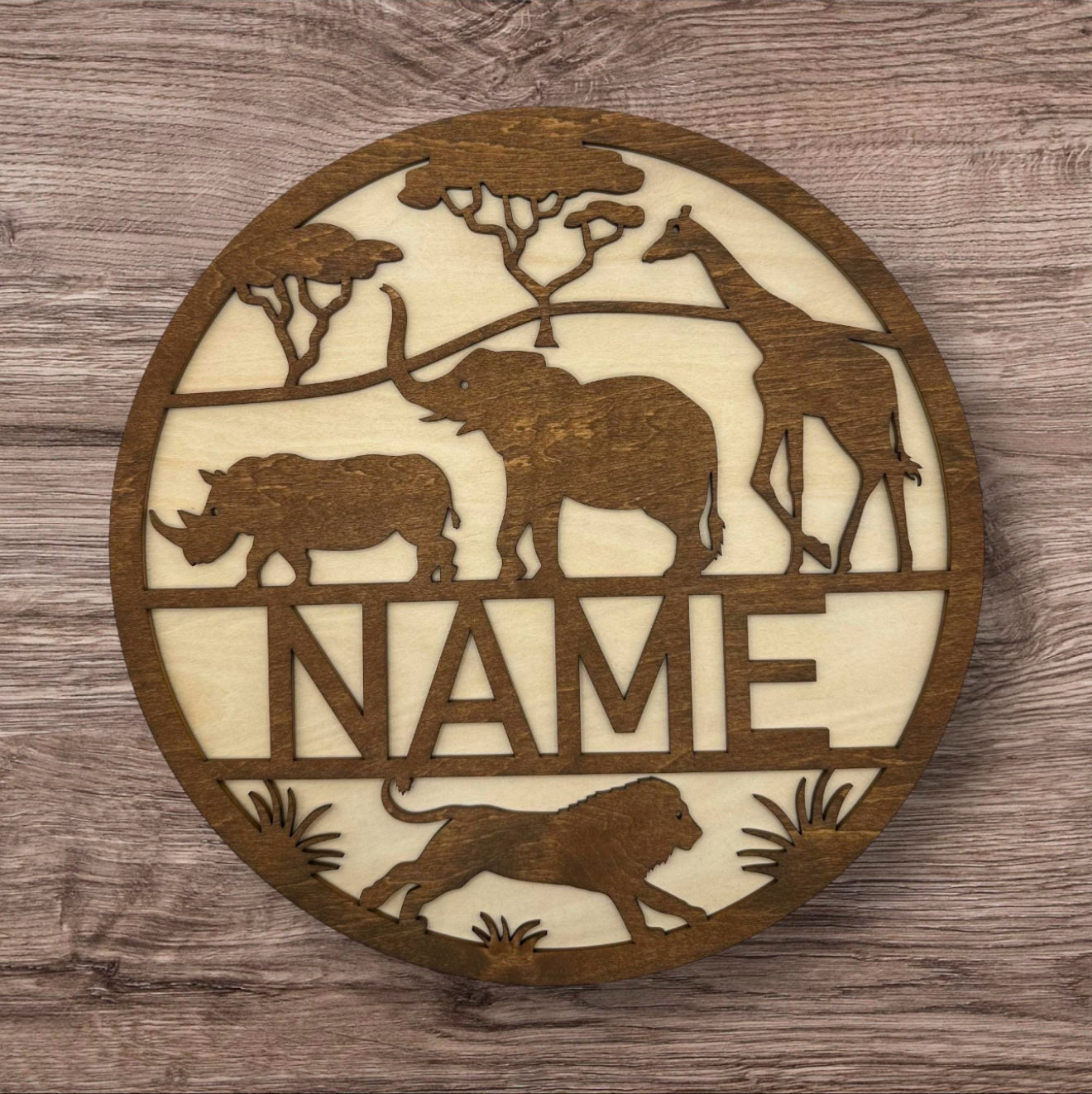 Personalized Wooden Name Sign (Safari)