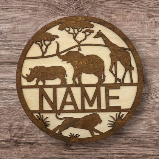 Personalized Wooden Name Sign (Safari)