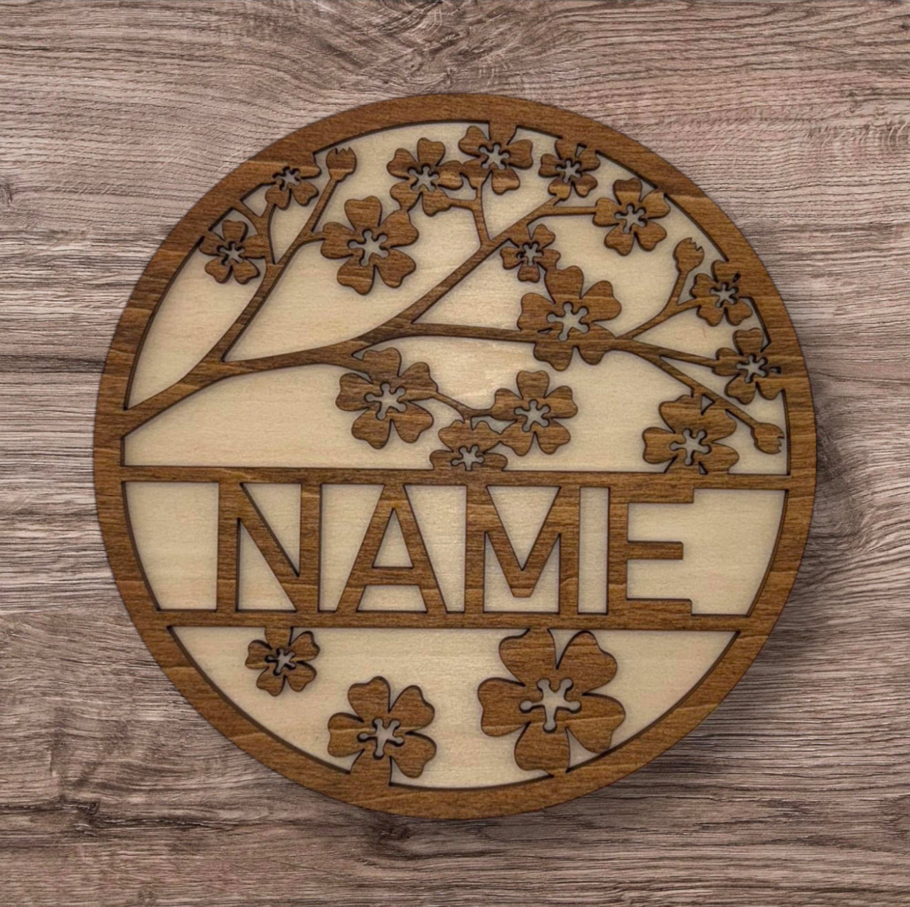 Personalized Wooden Name Sign (Cherry Blossom)