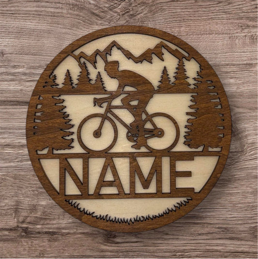 Personalized Wooden Name Sign (Cycling Male)