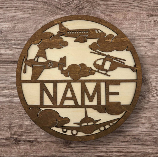 Personalized Wooden Name Sign (Airplane)