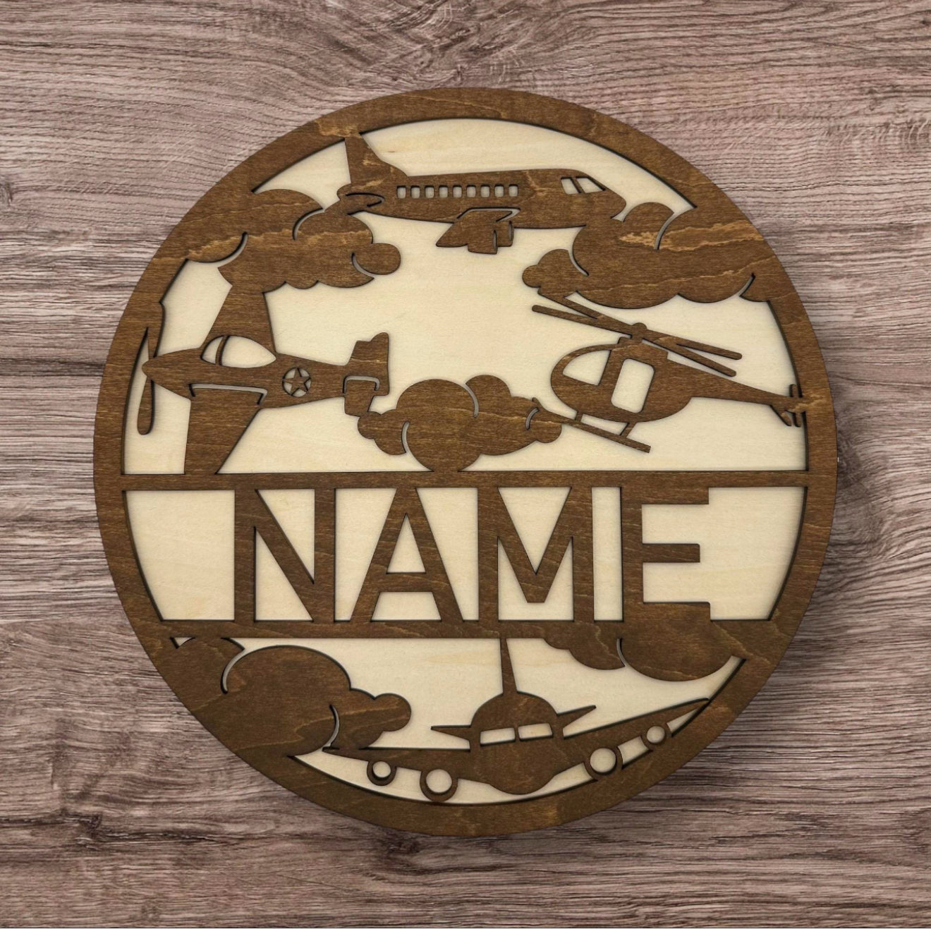 Personalized Wooden Name Sign (Army Vehicles)