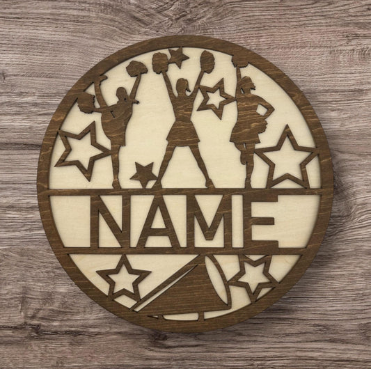 Personalized Wooden Name Sign (Cheerleader)