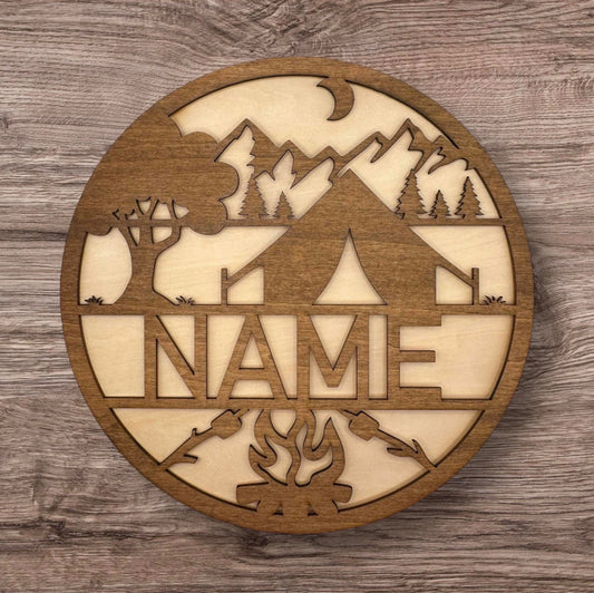 Personalized Wooden Name Sign (Camping)