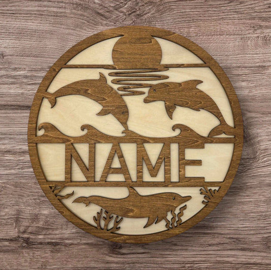 Personalized Wooden Name Sign (Dolphins)