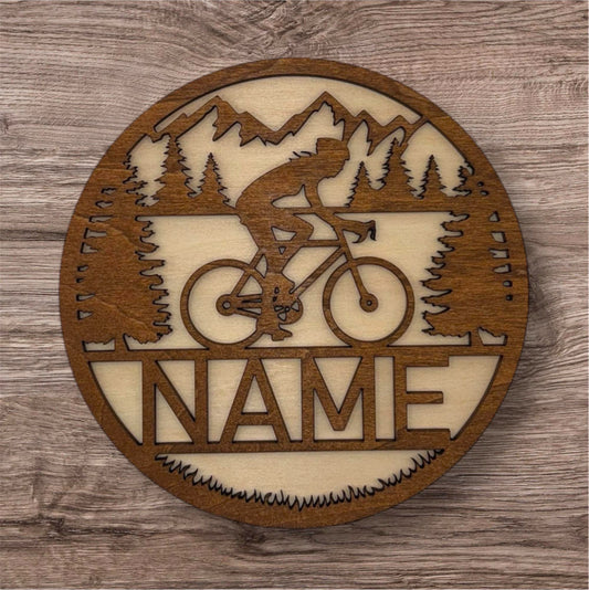 Personalized Wooden Name Sign (Cycling Female)