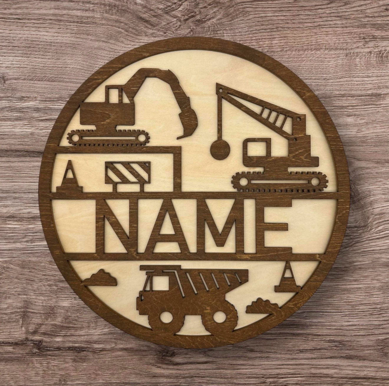 Personalized Wooden Name Sign (Construction)