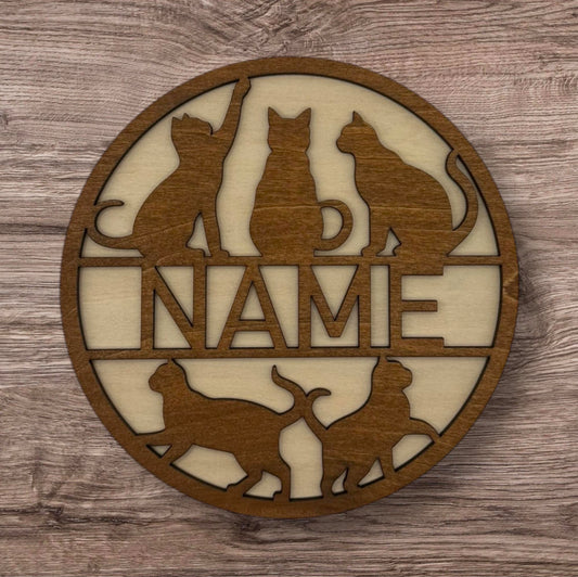 Personalized Wooden Name Sign (Cat Lover)