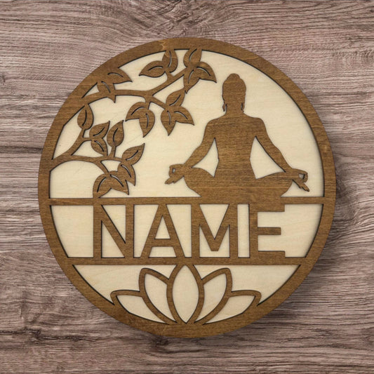 Personalized Wooden Name Sign (Yoga Female)