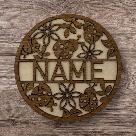 Personalized Wooden Name Sign (Lady Bug)