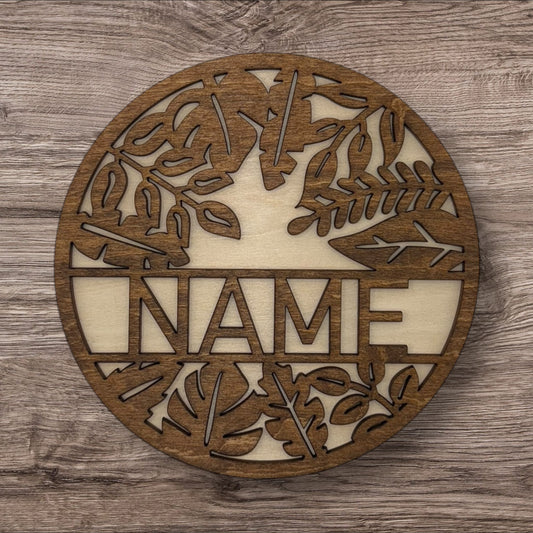 Personalized Wooden Name Sign (Leaves)