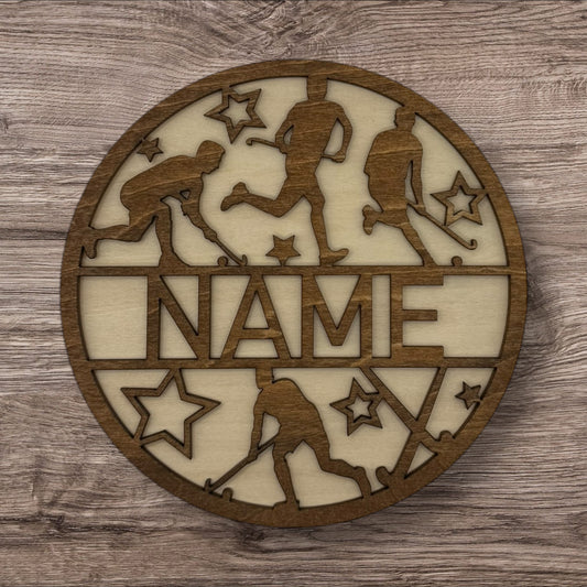 Personalized Wooden Name Sign (Field Hockey Male)