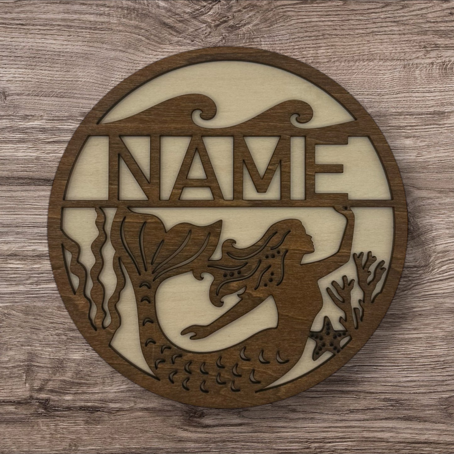 Personalized Wooden Name Sign (Mermaid)