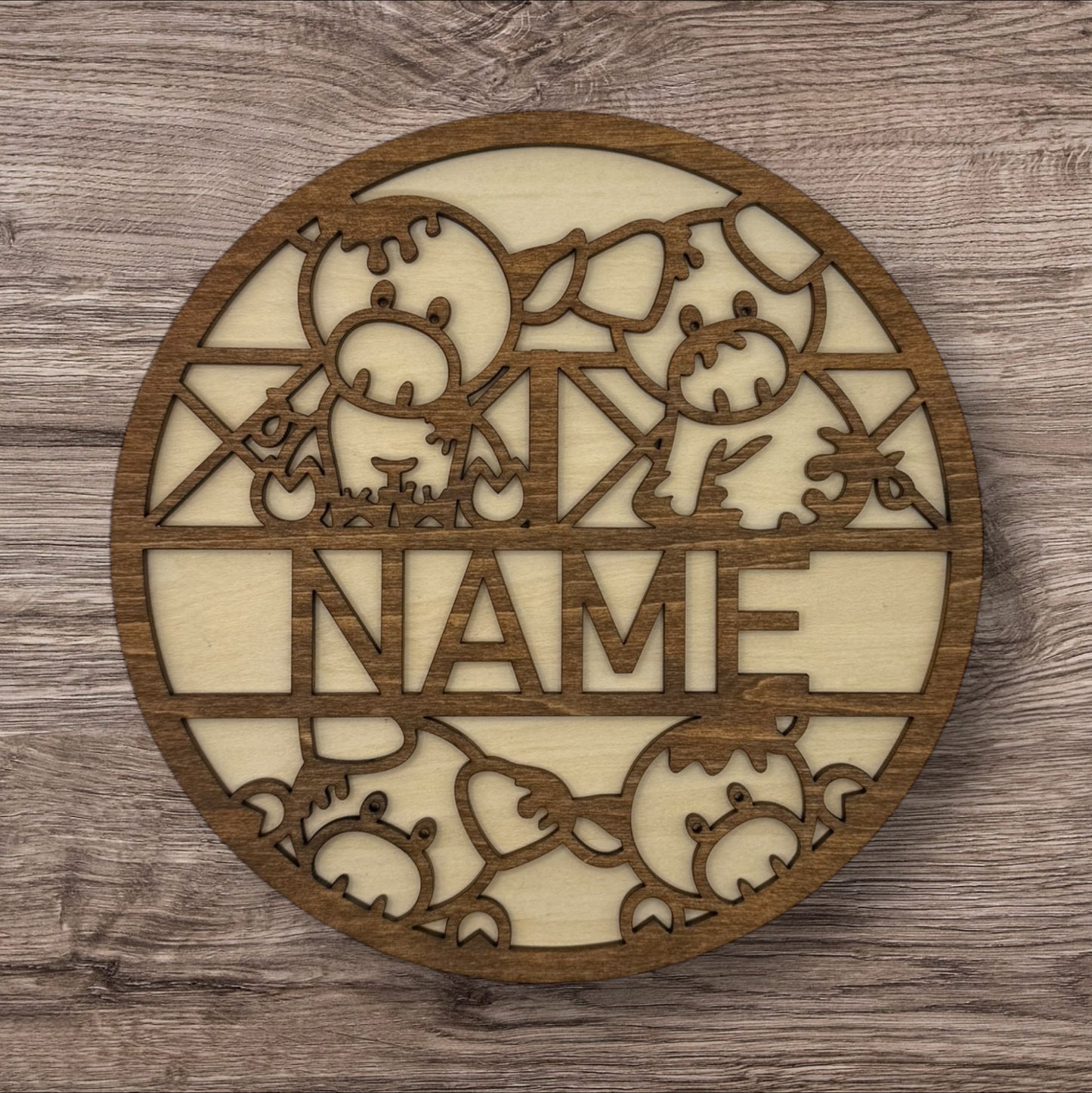 Personalized Wooden Name Sign (Muddy Pigs)