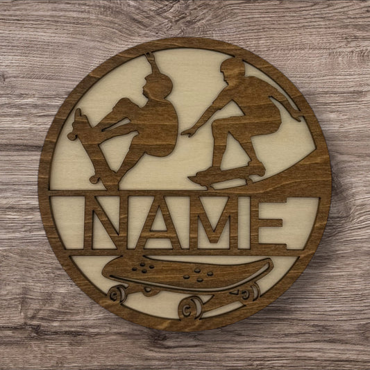 Personalized Wooden Name Sign (Skateboarding Male)