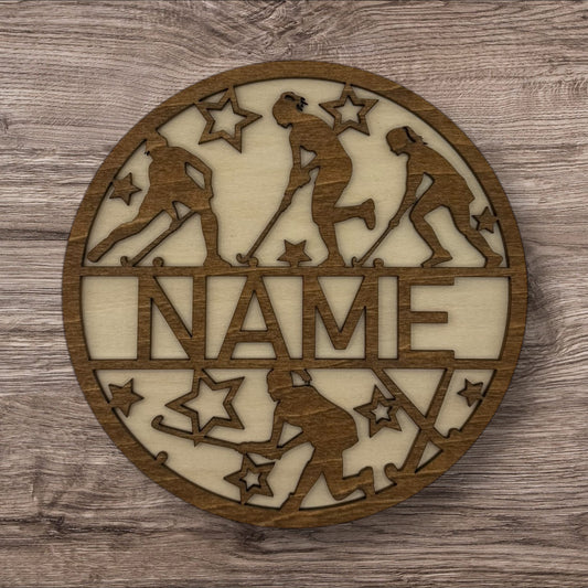 Personalized Wooden Name Sign (Field Hockey Female)