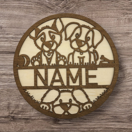 Personalized Wooden Name Sign (Cute Dog)