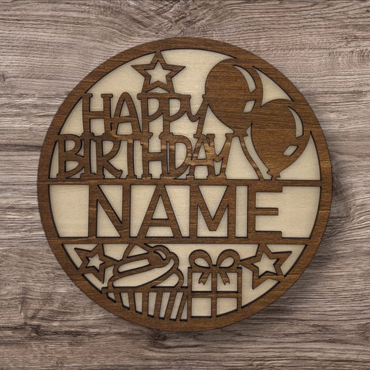 Personalized Wooden Name Sign (Happy Birthday)