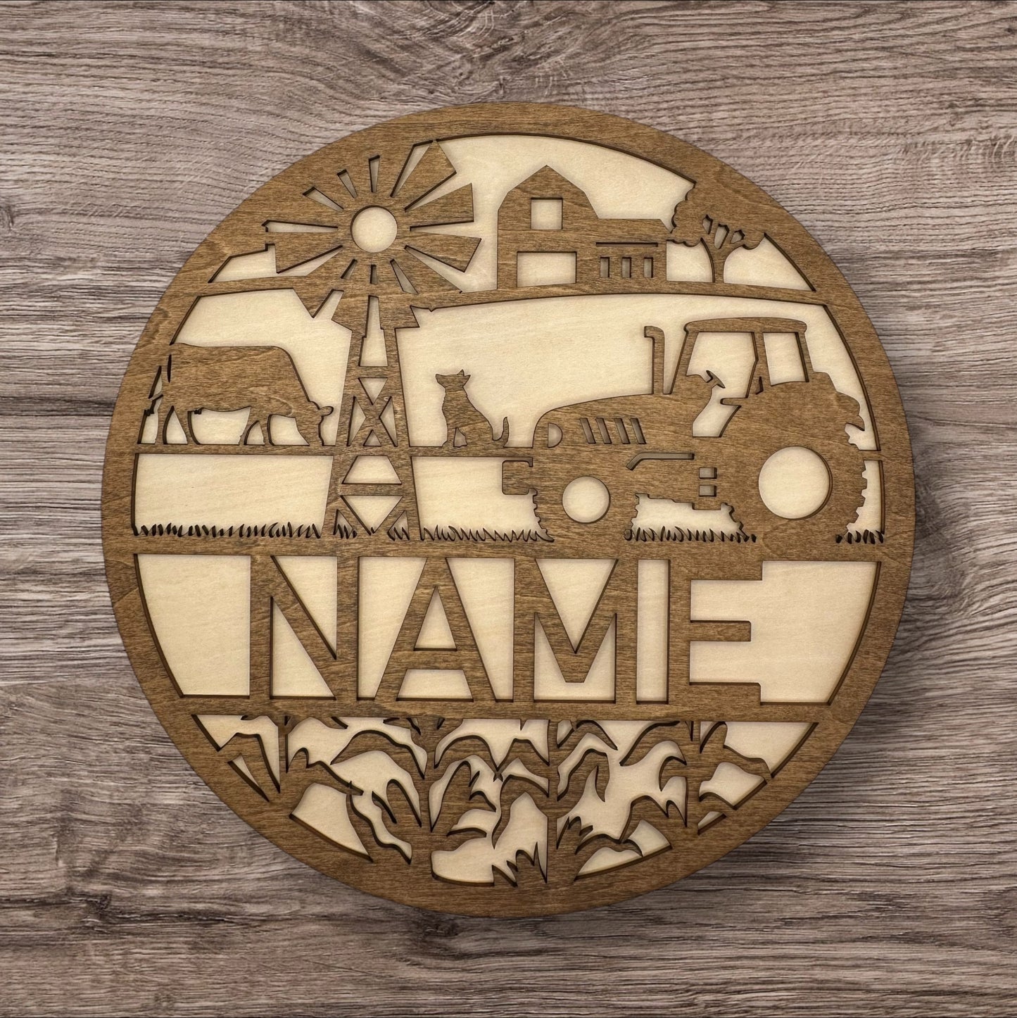 Personalized Wooden Name Sign (Farm)