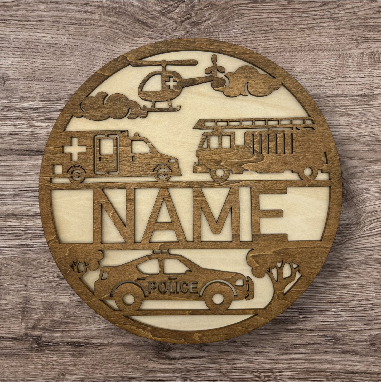 Personalized Wooden Name Sign (First Responders)