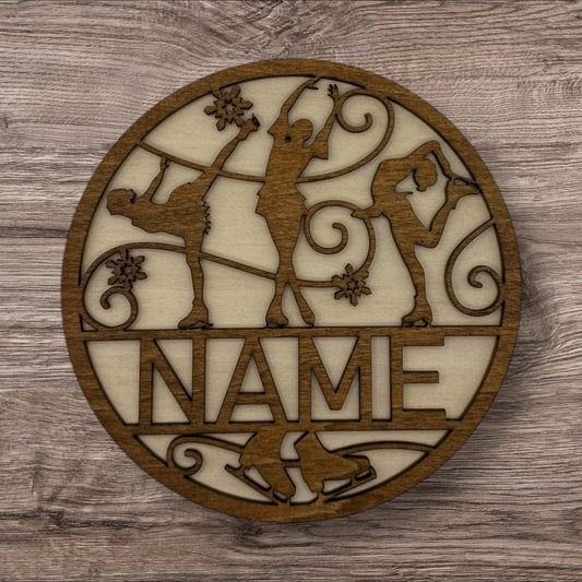 Personalized Wooden Name Sign (Ice Skating Female)