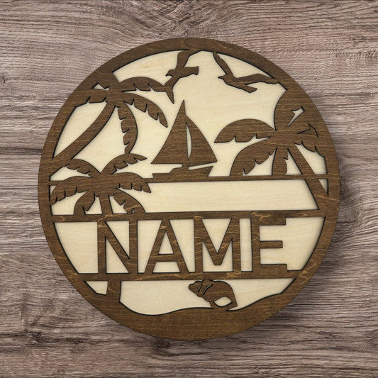 Personalized Wooden Name Sign (Sailboat)