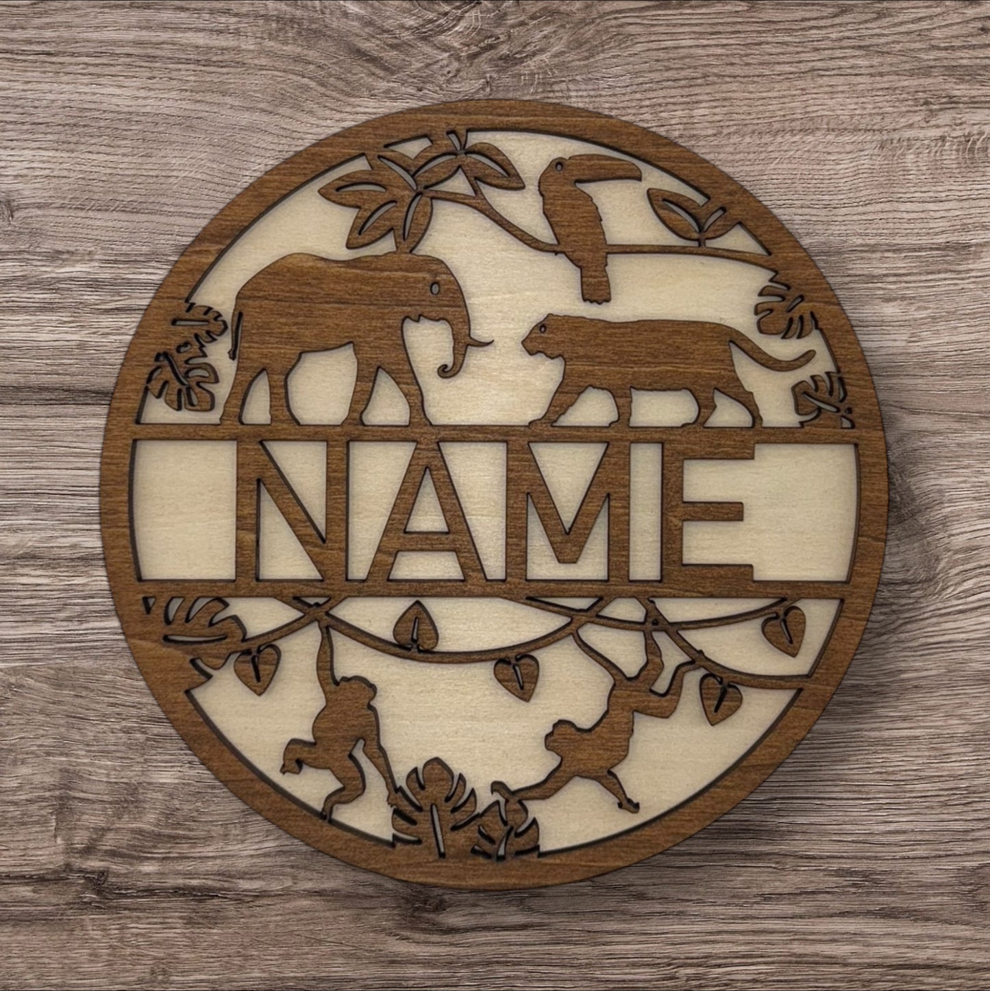 Personalized Wooden Name Sign (Jungle)