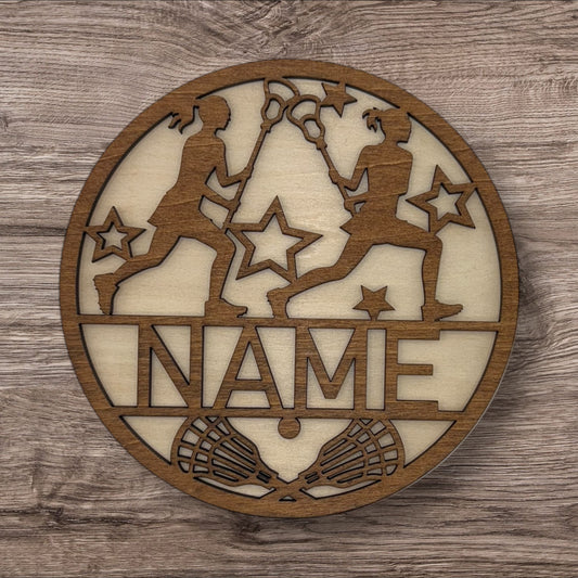 Personalized Wooden Name Sign (Lacrosse Female)