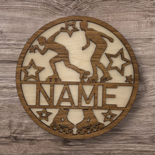 Personalized Wooden Name Sign (Roller Skating Male)