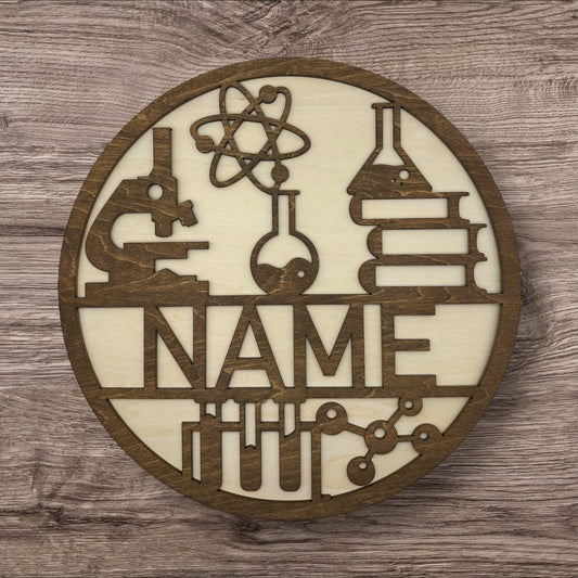 Personalized Wooden Name Sign (Science)