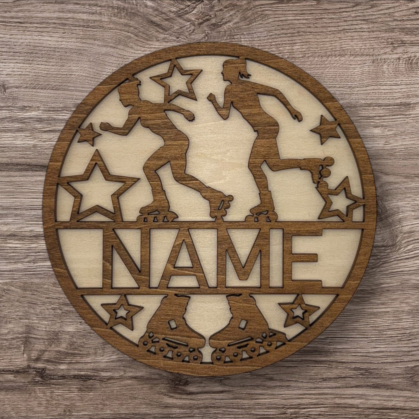 Personalized Wooden Name Sign (Roller Skating Female)