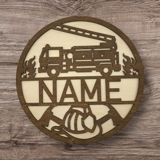 Personalized Wooden Name Sign (Fire Fighter)