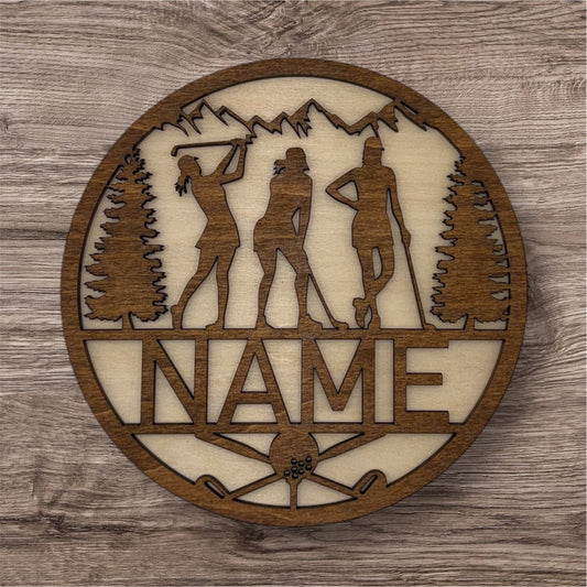 Personalized Wooden Name Sign (Golf Female)