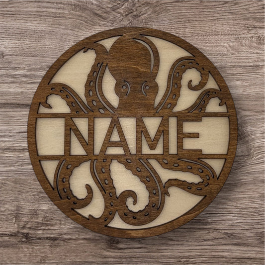 Personalized Wooden Name Sign (Octopus)