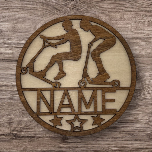 Personalized Wooden Name Sign (Scooter)