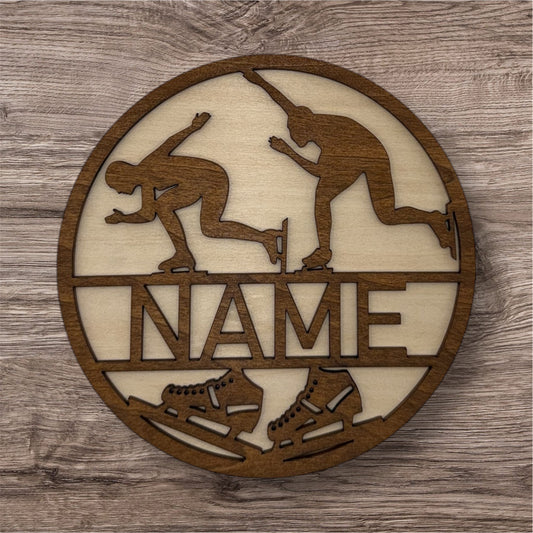 Personalized Wooden Name Sign (Speed Skating Female)