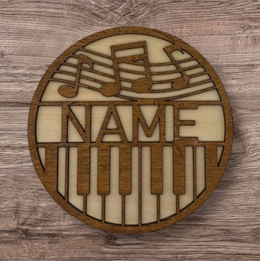 Personalized Wooden Name Sign (Piano)