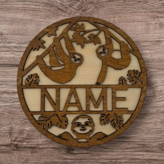 Personalized Wooden Name Sign (Sloth)